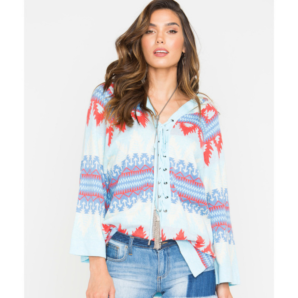 Tasha Polizzi Laredo Hooded Lace Up Sweater